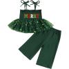 imageKuriozud Halloween Toddler Baby Girl Outfit Pumpkin Patch Tank TopWide Leg Pants Set Kids Little Girl Halloween ClothesXmas Green