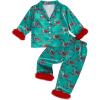 imageKuriozud Kids Christmas Pajamas Toddler Girl Santa Feather Trim Button Down Tops Pants Girls Bow Sleepwear Silk Satin Pjs SetChristmas Bow Green