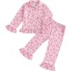 imageKuriozud Toddler Girl Christmas Silk Pajamas Ruffle Button Down 2 Piece Pajama Set Kids Little Girls Pjs Nightgown OutfitPink Candy Cane