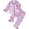 imageKuriozud Toddler Kids Little Girls Halloween Satin Pajamas Pumpkin Feather Trim Sleeve Button Down Sleepwear Pjs Set 19 YBow Print Purple