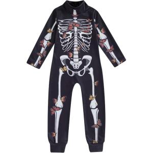 imageKuriozud Kids Toddler Girls Halloween Costume Zipper Long Sleeve Skeleton Jumpsuit Little Girl Halloween Clothes OutfitBlack