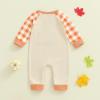 imageKuriozud Newborn Baby Boy Thanksgiving Outfit Little Turkey Romper Long Sleeve Jumpsuit Infant Boy Fall ClothesTurkey Excavator Plaid Apricot