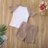 imageToddler Baby Boy Girl 2 Piece Summer Clothes Patchwork TShirt Tops  Solid Shorts OutfitsBrown