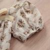 image:imageKuriozud Baby Girl Bubble Romper Bodysuit Short Sleeve Jumpsuit Smocked Outfit Cute Infant Summer ClothesBeige  Floral