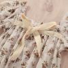 image:imageKuriozud Baby Girl Bubble Romper Bodysuit Short Sleeve Jumpsuit Smocked Outfit Cute Infant Summer ClothesBeige  Floral