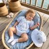 image:imageKuriozud Baby Girl Bubble Romper Bodysuit Short Sleeve Jumpsuit Smocked Outfit Cute Infant Summer ClothesSwordfish Striped Blue