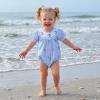 image:imageKuriozud Baby Girl Bubble Romper Bodysuit Short Sleeve Jumpsuit Smocked Outfit Cute Infant Summer ClothesSwordfish Striped Blue