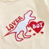 image:imageKuriozud Baby My First Valentines Outfits Long Sleeve Romper Bodysuit Top Pants Hat 3 Piece Clothes SetLover Boy  Dinosaur Red