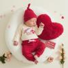 image:imageKuriozud Baby My First Valentines Outfits Long Sleeve Romper Bodysuit Top Pants Hat 3 Piece Clothes SetLover Boy  Dinosaur Red