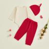 image:imageKuriozud Baby My First Valentines Outfits Long Sleeve Romper Bodysuit Top Pants Hat 3 Piece Clothes SetLover Boy  Dinosaur Red
