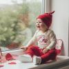 image:imageKuriozud Baby My First Valentines Outfits Long Sleeve Romper Bodysuit Top Pants Hat 3 Piece Clothes SetLover Boy  Dinosaur Red