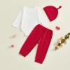 image:imageKuriozud Baby My First Valentines Outfits Long Sleeve Romper Bodysuit Top Pants Hat 3 Piece Clothes SetMy First Valentines Red