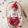 image:imageKuriozud Baby My First Valentines Outfits Long Sleeve Romper Bodysuit Top Pants Hat 3 Piece Clothes SetMy First Valentines Red
