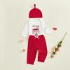 image:imageKuriozud Baby My First Valentines Outfits Long Sleeve Romper Bodysuit Top Pants Hat 3 Piece Clothes SetMy First Valentines Red