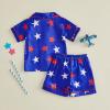 image:imageKuriozud Kids Toddler Boy 4th of July Pajamas Short Sleeve Button Down Shirt Top and Shorts 2pcs Pjs Sets SleepwearStar Blue