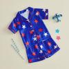 image:imageKuriozud Kids Toddler Boy 4th of July Pajamas Short Sleeve Button Down Shirt Top and Shorts 2pcs Pjs Sets SleepwearStar Blue