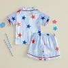 image:imageKuriozud Kids Toddler Boy 4th of July Pajamas Short Sleeve Button Down Shirt Top and Shorts 2pcs Pjs Sets SleepwearStar Light Blue