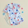 image:imageKuriozud Kids Toddler Boy 4th of July Pajamas Short Sleeve Button Down Shirt Top and Shorts 2pcs Pjs Sets SleepwearStar Light Blue