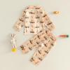 image:imageKuriozud Kids Toddler Boy Easter Pajamas Long Sleeve Button Down Shirt Top and Pants 2pcs Pjs Sets SleepwearCar Bunny Egg Orange