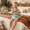 image:imageKuriozud Kids Toddler Boy Easter Pajamas Short Sleeve Button Down Shirt Top and Shorts 2pcs Pjs Sets SleepwearCar Bunny Egg Green