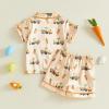 image:imageKuriozud Kids Toddler Boy Easter Pajamas Short Sleeve Button Down Shirt Top and Shorts 2pcs Pjs Sets SleepwearCar Bunny Egg Orange