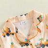 image:imageKuriozud Kids Toddler Boy Easter Pajamas Short Sleeve Button Down Shirt Top and Shorts 2pcs Pjs Sets SleepwearCar Bunny Egg Orange
