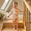 image:imageKuriozud Kids Toddler Boy Easter Pajamas Short Sleeve Button Down Shirt Top and Shorts 2pcs Pjs Sets SleepwearCar Bunny Egg Orange