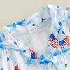 image:imageKuriozud Kids Toddler Girl 4th of July Pajamas Short Sleeve Button Down Shirt Top and Shorts 2pcs Pjs Sets SleepwearAmerican Flag Bow Blue