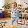 image:imageKuriozud Kids Toddler Girl 4th of July Pajamas Short Sleeve Button Down Shirt Top and Shorts 2pcs Pjs Sets SleepwearAmerican Flag Bow Blue