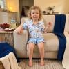 image:imageKuriozud Kids Toddler Girl 4th of July Pajamas Short Sleeve Button Down Shirt Top and Shorts 2pcs Pjs Sets SleepwearAmerican Flag Bow Blue