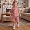 image:imageKuriozud Kids Toddler Girl 4th of July Pajamas Short Sleeve Button Down Shirt Top and Shorts 2pcs Pjs Sets SleepwearAmerican Flag Ice Cream Red