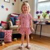 image:imageKuriozud Kids Toddler Girl 4th of July Pajamas Short Sleeve Button Down Shirt Top and Shorts 2pcs Pjs Sets SleepwearAmerican Flag Ice Cream Red