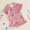 image:imageKuriozud Kids Toddler Girl 4th of July Pajamas Short Sleeve Button Down Shirt Top and Shorts 2pcs Pjs Sets SleepwearAmerican Flag Ice Cream Red