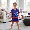 image:imageKuriozud Kids Toddler Girl 4th of July Pajamas Short Sleeve Button Down Shirt Top and Shorts 2pcs Pjs Sets SleepwearStars Navy Blue