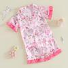 image:imageKuriozud Kids Toddler Girl Birthday Pajamas Short Sleeve Satin Button Down Shirt and Shorts Summer 2pcs Pjs Sets SleepwearCake Goose Pink