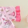 image:imageKuriozud Kids Toddler Girl Birthday Pajamas Short Sleeve Satin Button Down Shirt and Shorts Summer 2pcs Pjs Sets SleepwearCake Goose Pink