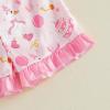 image:imageKuriozud Kids Toddler Girl Birthday Pajamas Short Sleeve Satin Button Down Shirt and Shorts Summer 2pcs Pjs Sets SleepwearCake Goose Pink B
