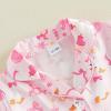image:imageKuriozud Kids Toddler Girl Birthday Pajamas Short Sleeve Satin Button Down Shirt and Shorts Summer 2pcs Pjs Sets SleepwearCake Goose Pink B