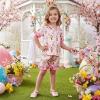 image:imageKuriozud Kids Toddler Girl Easter Pajamas Short Sleeve Button Down Shirt Top and Shorts 2pcs Pjs Sets SleepwearBunny Bow Pink