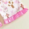 image:imageKuriozud Kids Toddler Girl Easter Pajamas Short Sleeve Button Down Shirt Top and Shorts 2pcs Pjs Sets SleepwearBunny Bow Pink