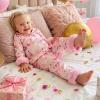 image:imageKuriozud Kids Toddler Girl Satin Pajamas Fuzzy Trim Long Sleeve Button Down Shirt Top and Pants 2pcs Pjs Sets SleepwearBirthday Cake Light Pink