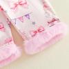 image:imageKuriozud Kids Toddler Girl Satin Pajamas Fuzzy Trim Long Sleeve Button Down Shirt Top and Pants 2pcs Pjs Sets SleepwearBirthday Cake Light Pink
