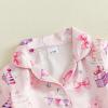 image:imageKuriozud Kids Toddler Girl Satin Pajamas Fuzzy Trim Long Sleeve Button Down Shirt Top and Pants 2pcs Pjs Sets SleepwearBirthday Cake Light Pink