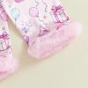 image:imageKuriozud Kids Toddler Girl Satin Pajamas Fuzzy Trim Long Sleeve Button Down Shirt Top and Pants 2pcs Pjs Sets SleepwearBirthday Cake Pink