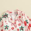 image:imageKuriozud Kids Toddler Girl Satin Pajamas Fuzzy Trim Long Sleeve Button Down Shirt Top and Pants 2pcs Pjs Sets SleepwearChristmas Candy Cane Bow Apricot