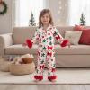 image:imageKuriozud Kids Toddler Girl Satin Pajamas Fuzzy Trim Long Sleeve Button Down Shirt Top and Pants 2pcs Pjs Sets SleepwearChristmas Candy Cane Bow Apricot