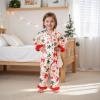 image:imageKuriozud Kids Toddler Girl Satin Pajamas Fuzzy Trim Long Sleeve Button Down Shirt Top and Pants 2pcs Pjs Sets SleepwearChristmas Candy Cane Bow Apricot
