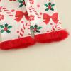 image:imageKuriozud Kids Toddler Girl Satin Pajamas Fuzzy Trim Long Sleeve Button Down Shirt Top and Pants 2pcs Pjs Sets SleepwearChristmas Candy Cane Bow Apricot