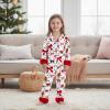 image:imageKuriozud Kids Toddler Girl Satin Pajamas Fuzzy Trim Long Sleeve Button Down Shirt Top and Pants 2pcs Pjs Sets SleepwearChristmas Gingerbread Bow White
