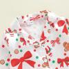 image:imageKuriozud Kids Toddler Girl Satin Pajamas Fuzzy Trim Long Sleeve Button Down Shirt Top and Pants 2pcs Pjs Sets SleepwearChristmas Gingerbread Bow White